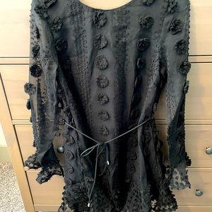 Black polka dot textured boutique dress